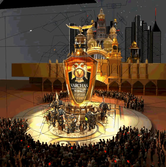 Final Blender render — bottle, parade and palace assembled