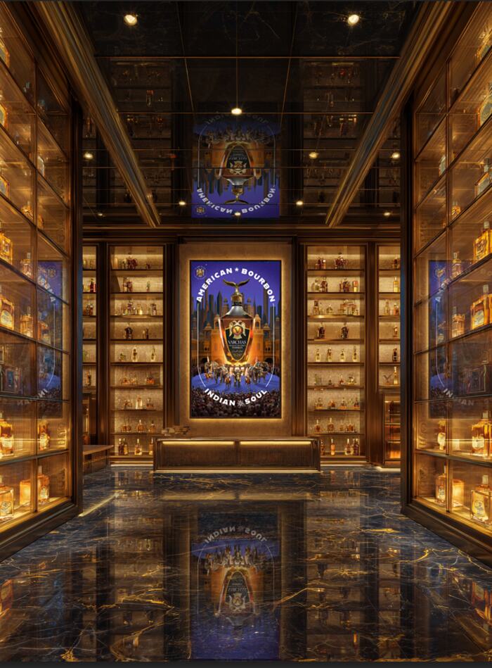 In-situ screen mockup, whiskey library
